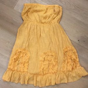 Strapless gold dress